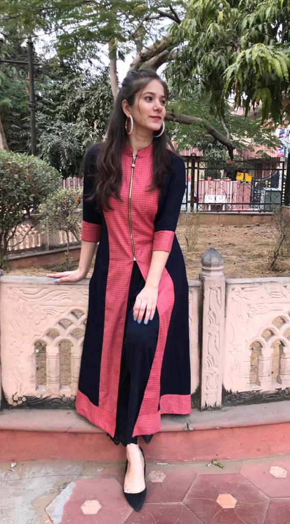 Designer Long Zipped Style Kurti for Women